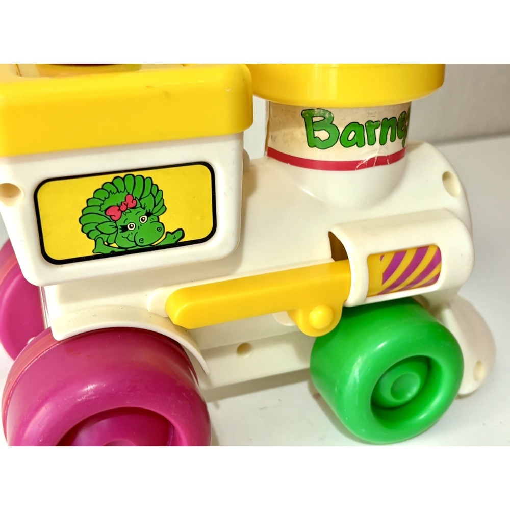 Barney The Dinosaur Train Push and Go Vintage 90s Toy Engine Kid Powered 1994 - Picture 4 of 7